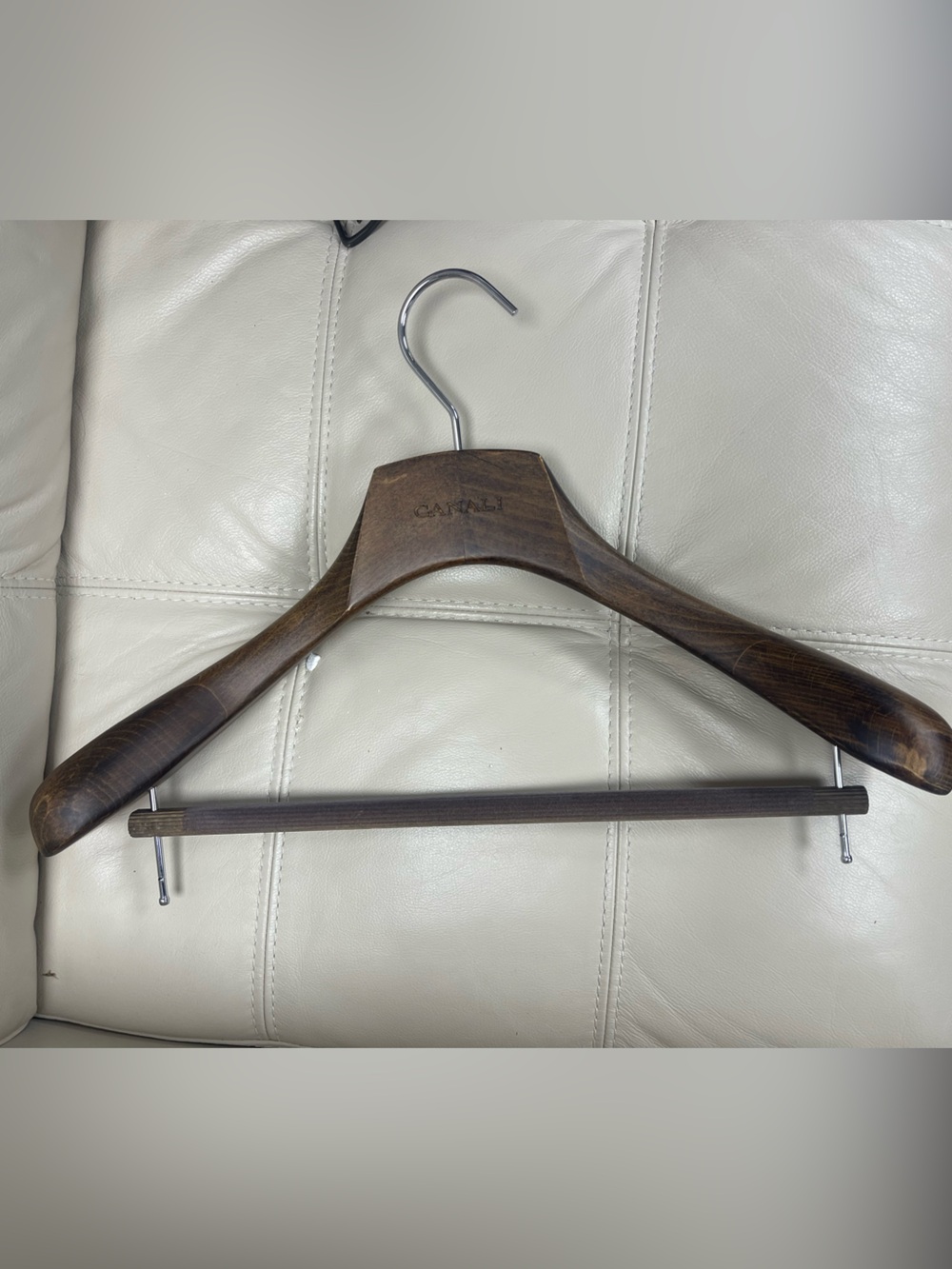 Canali Dark Wood Suit Hanger with Trouser Bar